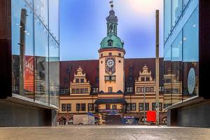 Foto: Blick von der City Passage zum Alten Rathaus in Leipzig